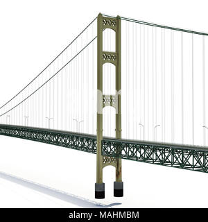 Mackinac Bridge isolé sur blanc. 3D illustration Banque D'Images