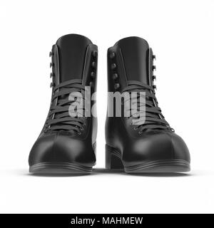 La black women's boot isolé sur blanc. Vue de face. 3D illustration, clipping path Banque D'Images