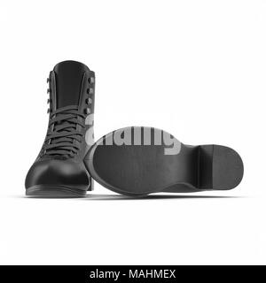 La black women's boot isolé sur blanc. 3D illustration, clipping path Banque D'Images