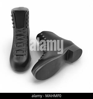 La black women's boot isolé sur blanc. 3D illustration, clipping path Banque D'Images