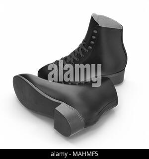 La black women's boot isolé sur blanc. 3D illustration, clipping path Banque D'Images