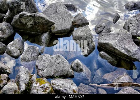 Pierres et roches sur une surface transparente du lac Banque D'Images