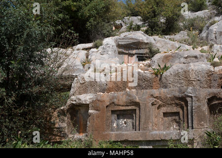 Tombe de l'ancien cimetière, Limyra, Turquie. Banque D'Images