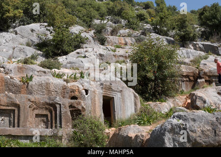 Tombe de l'ancien cimetière, Limyra, Turquie. Banque D'Images