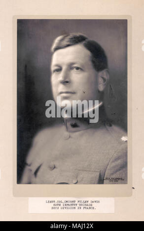 Titre : Dwight Filley Davis, Lieutenant-colonel, 69e Brigade d'infanterie, 35e Division. (Première Guerre mondiale). . 1917. Pirie McDonald, New York Banque D'Images