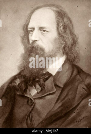 . Deutsch : Alfred Lord Tennyson, poète anglais 1809-1892. . 19e siècle. nach einem Gem + Banque D'Images