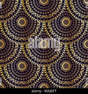 Queue de sirène d'or vecteur de texture. Échelle de poissons modèle homogène. Luxe magique mandalas background Illustration de Vecteur