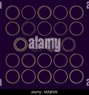 Vector set de tables rondes des cadres décoratifs, des bannières. Trame géométrique or Illustration de Vecteur