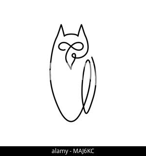 Ligne continue d'oiseaux dessin vectoriel owl. Logo design Owl Illustration de Vecteur