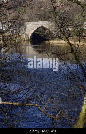 Pont de pierre de l'arc gothique, le Brig o' Balgownie, sur la rivière Don, Old Aberdeen, Écosse, Royaume-Uni. Banque D'Images