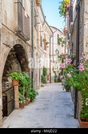 Vue panoramique de Pacentro, province de L'Aquila, Abruzzo, Italie centrale. Banque D'Images