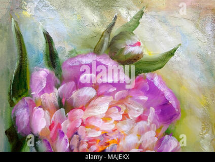 Les Pivoines, huile sur toile Banque D'Images