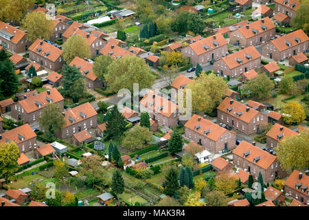 Vue aérienne, les travailleurs, l'établissement colony Eisenheim, Oberhausen, Ruhr, Rhénanie du Nord-Westphalie, Allemagne, Europe, les oiseaux-lunettes de vue, vue aérienne, aeria Banque D'Images