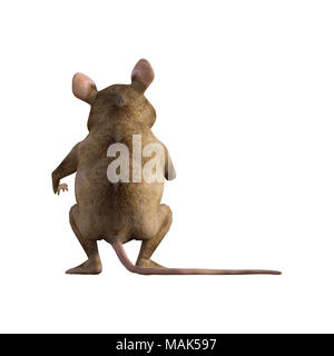 Cute cartoon souris isolé sur blanc, 3D render. Banque D'Images