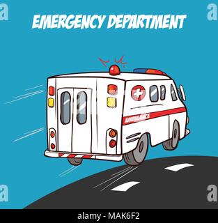 Ambulance en mouvement au volant Illustration de Vecteur