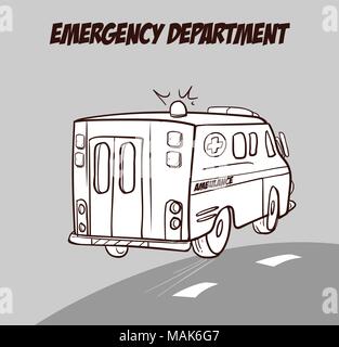 Ambulance en mouvement au volant Illustration de Vecteur