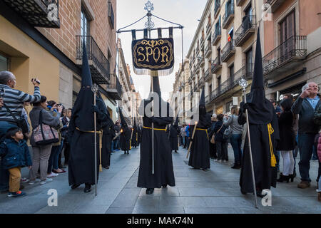 Semanta Santa (également connue sous le nom de Semaine Sainte) est l'une des plus grandes et des plus célèbres festivals religieux. Barcelone, Espagne Banque D'Images