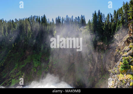 De fines gouttelettes de brouillard de l'établissement Yellowstone Falls Banque D'Images