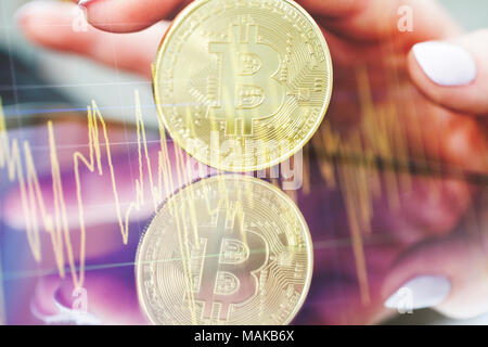 Les Bitcoins et nouveau concept de l'argent virtuel Banque D'Images