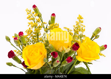 Roses jaunes et rouges Chrysanthèmes Banque D'Images