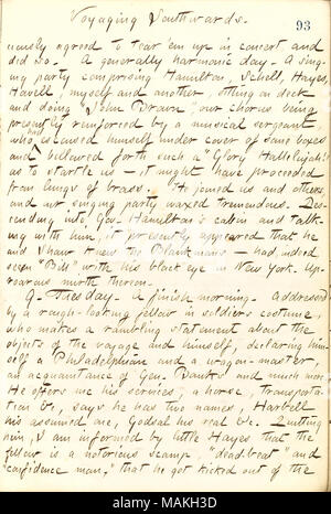 Décrit son voyage vers le sud sur l'étoile du Nord avec l'expédition de banques. Titre : Thomas Butler Gunn Diaries : Volume 21, page 102, 8 décembre 1862 . 8 décembre 1862. Gunn, Thomas Butler, 1826-1903 Banque D'Images