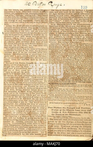 Coupure de journal écrit par Gunn pour le New York Tribune, concernant l'état des affaires à Bâton Rouge. Titre : Thomas Butler Gunn Diaries : Volume 21, page 174, le 22 janvier 1863 [coupure de presse] . 22 janvier 1863. Gunn, Thomas Butler, 1826-1903 Banque D'Images