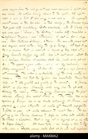 Décrit son voyage à travers l'Atlantique à New York sur l'État de Washington. Transcription : polar voyager de la terre de brume et de neige, est resté en vue pour quelques heures, son contour de plus en plus clair pour la vue, jusqu'à la nuit fermée en et nous l'avons laissé, loin sur notre arrière. Un concert impromptu se produit dans la cabine avant, ce soir, les Allemands chantant que queer ditty immortalisant Médecin, Isembark avec son "widdy-widdy wim Pum Pum !', 'le choeur des coriaces burchen ditty (traduit de [Henry Wadsworth Longfellow, Hyperion]) et "Vaterland". Je suis allé à une chanson anonyme, d'autres Britanniques follo Banque D'Images