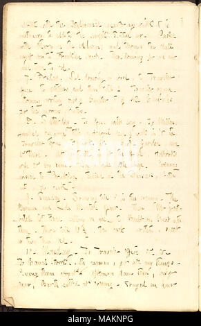 Légales pour assister à un concert et en déplaçant le reste de ses affaires de Canal Street à sa nouvelle maison de pension. Transcription : bien qu'avec le quaverings whilk italianisé c'est emotionary à ajouter à l'air écossais simple. Parted avec Morey sur la conclusion, et à travers la nuit à l'air froid [48] Franklin Street. Dessin ensuite pendant une heure et puis au lit. 7. Vendredi. N dessin sur bois, à l'Office du voyageur, aux meuniers, et de là jusqu'à 2, Voyageur à nouveau. La rédaction du soir reste du chapitre 5 du Chivvles Ike pour les imprimantes micro application. 8. Samedi. Au pouvoir avec l'exemplaire. Pour les meuniers, fini de grande carte ti Banque D'Images