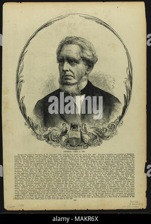 Portrait buste d'un homme barbu en costume avec la tête tournée légèrement vers la gauche, entouré d'une trame imprimée. "Le général John A. DIX.' (imprimé ci-dessous l'image). 'Général Dix, né à Boscawen, N. H., Juillet 24th, 1789 ; décédé à New York City, le 21 avril, 1879. Son éducation fut reçu à Salisbury, la Phillips Exeter Academy, et le Collège de Montréal. En décembre 1812, il a été nommé officier, et d'aller à Baltimore, aidé son père, le Major Timothy Dix, de la quatorzième United States Infantry, et également étudié à St Mary's College. Il a été fait, l'étoile en 1813, et accompagne son régiment, t Banque D'Images
