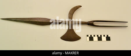 Grande hallebarde fer Titre : chef espagnol, forgée main, tête Hallebarde . avant 1800. Banque D'Images