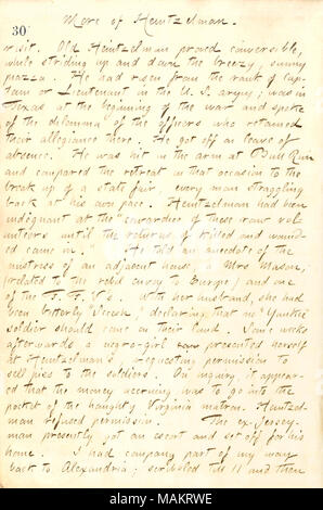 Décrit une conversation avec le général Heintzelman. Titre : Thomas Butler Gunn Diaries : Volume 19, page 39, Mars 11, 1862 . 11 mars 1862. Gunn, Thomas Butler, 1826-1903 Banque D'Images