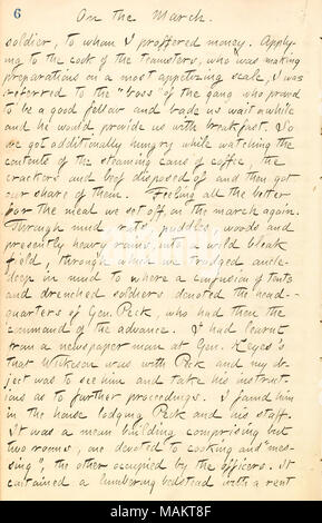 Décrit son voyage au général Peck's siège. Titre : Thomas Butler Gunn Diaries : Volume 20, page 10, Mai 24, 1862 . 24 mai 1862. Gunn, Thomas Butler, 1826-1903 Banque D'Images