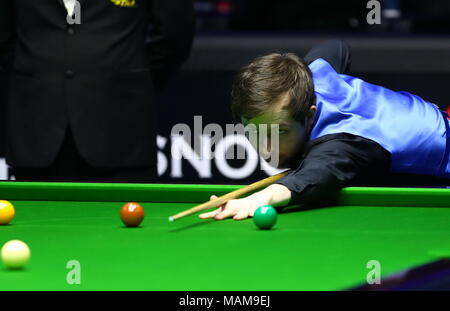 Beijing, Beijing, Chine. 3ème apr 2018. Mark Selby rivalise avec Scott Donaldson à l'Open de Chine de Snooker 2018 à Beijing, le 3 avril 2018. Crédit : SIPA Asie/ZUMA/Alamy Fil Live News Banque D'Images