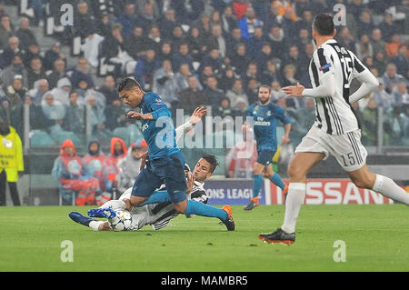 Toni Kroos (Real Madrid CF) au cours de la Ligue des Champions, match de football entre la Juventus et le Real Madrid CF à Allianz Stadium sur 3 Avril 2018 à Turin, Italie. Banque D'Images