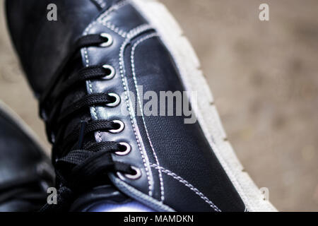 Chaussures sport noir close-up Banque D'Images