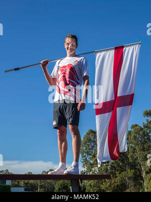 Alistair Brownlee est annoncé comme porte-drapeau de l'Angleterre pendant l'équipe photocall dans la Gold Coast, en Australie. Banque D'Images