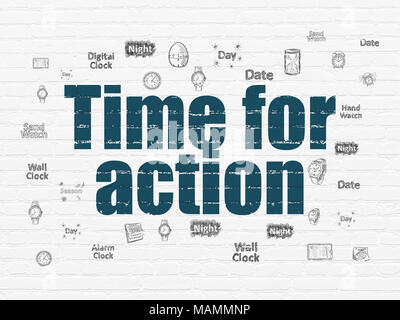 Timeline concept : le temps d'agir sur wall background Banque D'Images