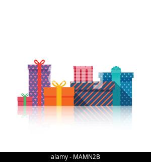 Boîtes cadeaux Beau cadeau fort à l'archet. L'icône de boîte-cadeau. Symbole de cadeau. Noël et bonne année boîte-cadeau. Vector illustration isolé Illustration de Vecteur