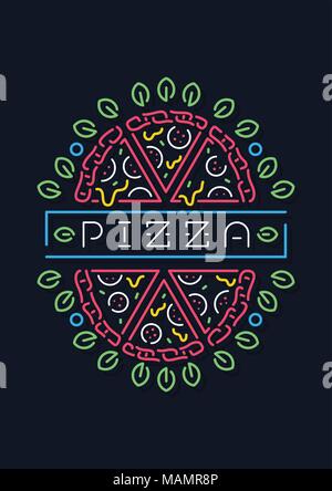 C'est un vector illustration couleur sur une pizza neon sign Illustration de Vecteur