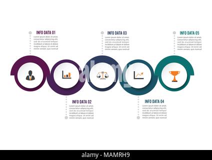 Option 5 modèle infographique cercle, d'un processus ou d'étape pour la présentation d'affaires. Illustration de Vecteur