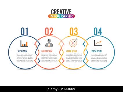 Vecteur de conception et marketing infographies icônes peuvent être utilisées pour la mise en page de workflow, diagramme, rapport annuel, web design. Concept d'affaires avec 4 options, s Illustration de Vecteur