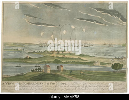 . Anglais : une vue sur le bombardement de Fort McHenry . 1810/1820 Banque D'Images