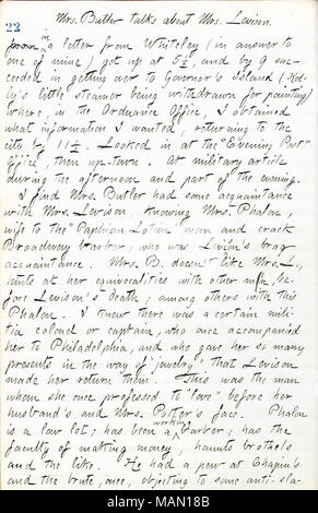 En ce qui concerne la discussion Mme Levison avec Mme Butler. Titre : Thomas Butler Gunn Diaries : Volume 17, page 29, 25 juin 1861 . 25 juin 1861. Gunn, Thomas Butler, 1826-1903 Banque D'Images