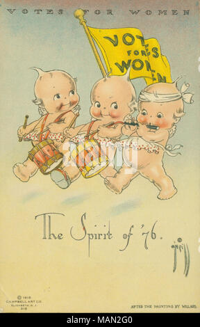 Titre : Carte postale de Kewpies intitulé "Le vote des femmes : l'esprit de '76', 1915 . 1915. Le suffrage national Femme Publishing Co. Banque D'Images