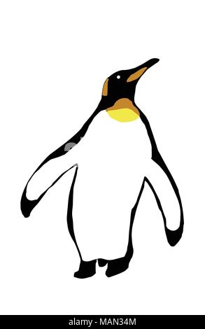 Manchot Empereur simple illustration isolé sur blanc. Illustration de Vecteur