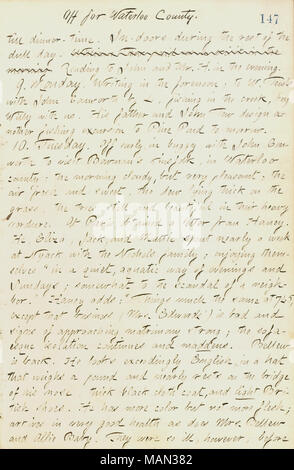 Décrit sa visite avec John Conworth au Canada. Titre : Thomas Butler Gunn Diaries : Volume 17, page 158, le 7 septembre 1861 . 7 septembre 1861. Gunn, Thomas Butler, 1826-1903 Banque D'Images