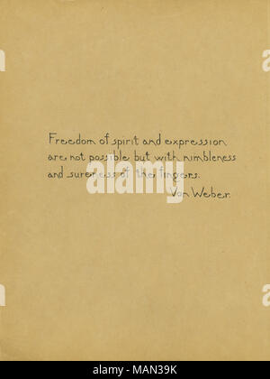 Citation de Von Weber. Titre:Le tour de potier, Volume 1, Numéro 10, page 74, août 1905 . Août 1905. Weber, Carl Maria von, 1786-1826 Banque D'Images