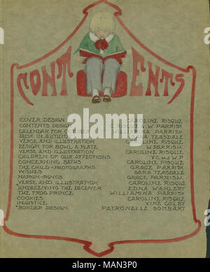 Table des matières conçu par Caroline Risque et Williamina Parrish. Titre:Le tour de potier, Volume 2, Numéro 12, page 4, octobre 1906 . Octobre 1906. Risque, Caroline, 1883-1952 Banque D'Images