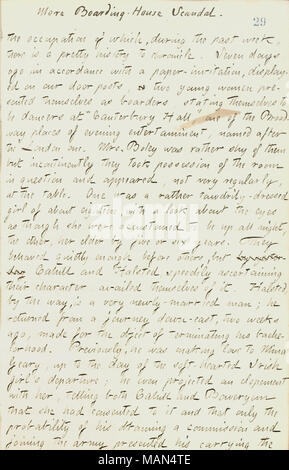 Au sujet d'un scandale à sa pension de famille. Titre : Thomas Butler Gunn Diaries : Volume 18, page 36, Novembre 2, 1861 . 2 novembre 1861. Gunn, Thomas Butler, 1826-1903 Banque D'Images