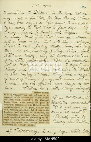 Décrit une soirée passée avec la famille Edwards. Titre : Thomas Butler Gunn Diaries : Volume 16, page 36, le 26 mars 1861 . 26 mars 1861. Gunn, Thomas Butler, 1826-1903 Banque D'Images